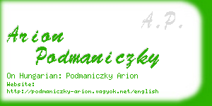 arion podmaniczky business card